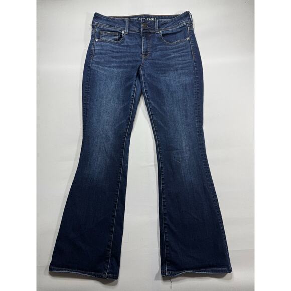 American Eagle Women's Kick Boot Blue Denim Jeans - Size 8 Short (30x29.5) - Picture 1 of 6